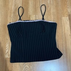 striped tank top with lace
